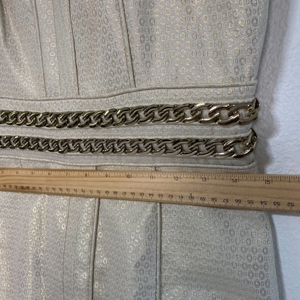 Laundry by Shelli Segal Dress Women 8 Gold Great Chain Waist Metallic Mini Dress - Picture 8 of 12